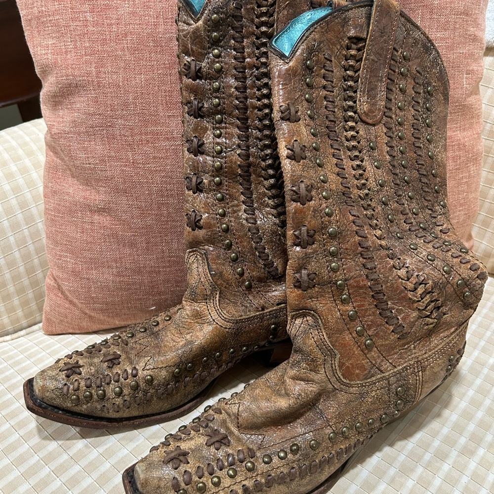 Corral Brown Studded Cowboy Boots